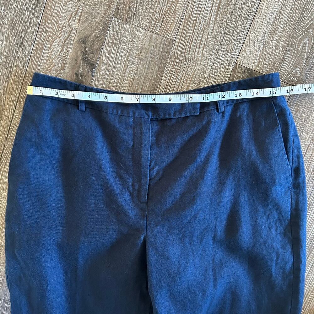 Talbots women’s linen navy blue cropped pants size 12 petite Boho, timeless - Picture 9 of 9